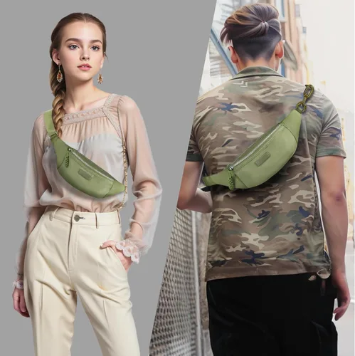 Miniatura 7 de Bolso pequeño de la honda para las mujeres del riñonera de nylon con la correa ajustable, Verde