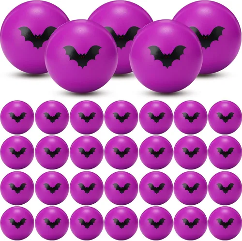 Jerify 30 bolas de estrés de Halloween a granel de 1.57 pulgadas de espuma de murciélago para relleno de bolsas de regalos de Halloween, trucos o