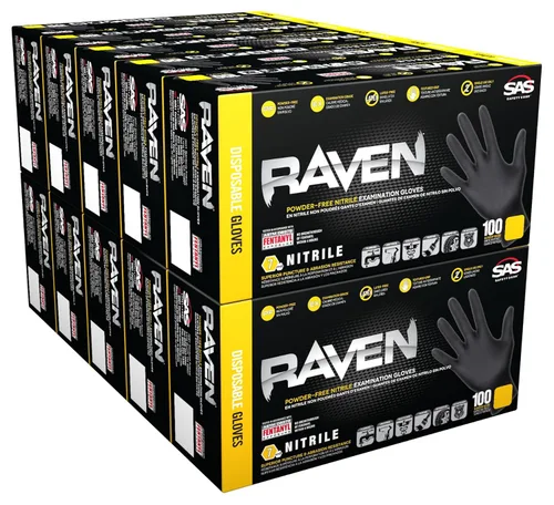 Miniatura 11 de SAS Raven - Guantes desechables de nitrilo sin polvo, 10 cajas/100 unidades de consumo, 1000 guantes en total, 7 mil - sm, sin látex, productos