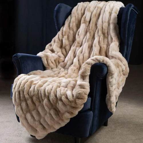 Manta de piel sintética súper suave, manta de felpa acogedora de lujo real para sofá, cama, silla, manta reversible de terciopelo de piel sintética,