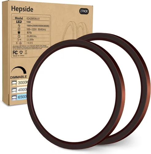 Miniatura 29 de hepside Paquete de 1 lámpara de techo LED de montaje empotrado, color negro, 12 pulgadas, 28 W, regulable 3000K-4500K-6000K, lámpara de techo de 3