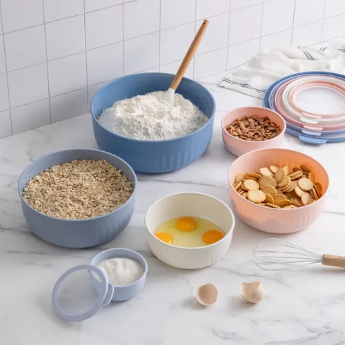 Miniatura 131 de COOK WITH COLOR Tazones de preparación con tapas - Juego de tazones pequeños de mezcla de plástico anchos y profundos anidables con tapas, juego