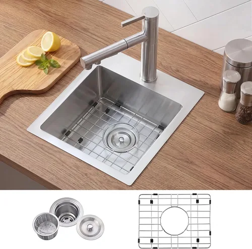 Miniatura 13 de 22x18 Pulgadas Fregadero de Cocina Gunmetal Negro de Montaje Superior, Fregadero de Barra de Cocina RV de 16 Calibre, Fregadero de Barra Húmeda