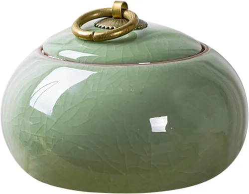 Luxshiny Recipiente de té de cerámica con tapa hermética de 8.45 onzas líquidas, tarro vintage de almacenamiento de alimentos para hojas sueltas,
