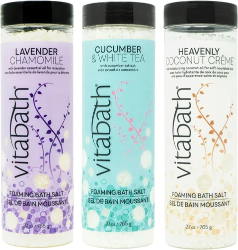 Miniatura 7 de Vitabath Sales de baño espumosas de pepino y té blanco, aromaterapia relajante para el cuidado de la piel, para el cuidado de la piel, calmante