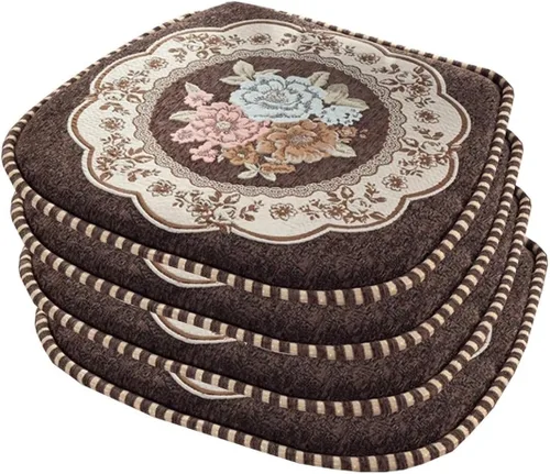 Miniatura 32 de EORNOW Juego de cojines para silla de comedor con lazos, juego de 1/2/4, almohadillas antideslizantes para silla de comedor con funda extraíble