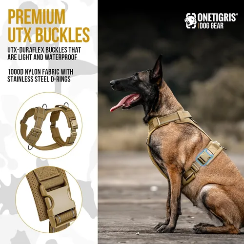 Miniatura 3 de OneTigris - Arnés para perro, chaleco para perro con acolchado suave sin tirones, nylon táctico ajustable duradero de alta resistencia para perros