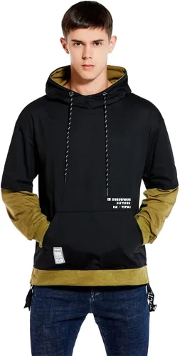 Miniatura 2 de GURUNVANI Sudadera con capucha de color de contraste para hombre