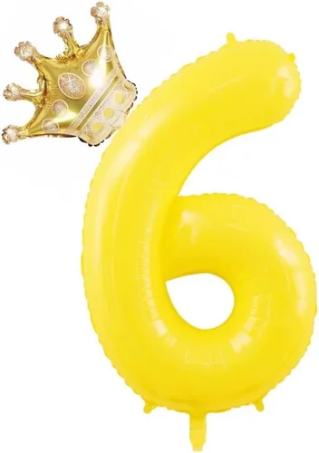 Miniatura 12 de Globos amarillos grandes de 40 pulgadas con corona, globos de helio de aluminio número 4, decoraciones de 4º cumpleaños, suministros de fiesta