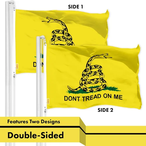 Miniatura 6 de G128 Bandera Gadsden Don't Tread On Me de 3 x 5 pies, doble cara, 3 capas, calidad 150D, poliéster, para fiesta de té, sonajero, serpiente, ojales