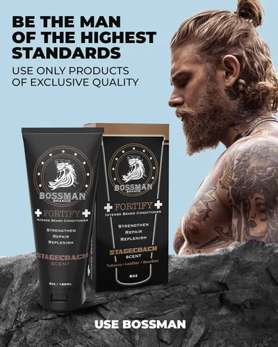 Miniatura 8 de Bossman Fortify - Acondicionador intenso para barba para hombres (aroma de diligencia), hidrata, repone y protege con ingredientes naturales