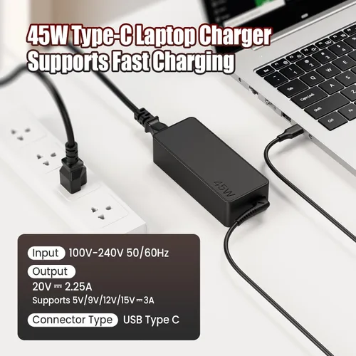 Miniatura 2 de Cargador USB C Chromebook de 45 W compatible con HP Chromebook 14 x360 11-ae 11-ea 14-ca, Lenovo 100e 300e 500e, Acer Spin 311 514, Samsung