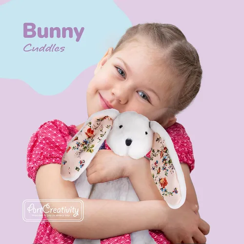 Miniatura 2 de ArtCreativity Blossom Bunny - Peluche para niños, 12 pulgadas, conejo de peluche blanco con orejas y pies con estampado de flores florales