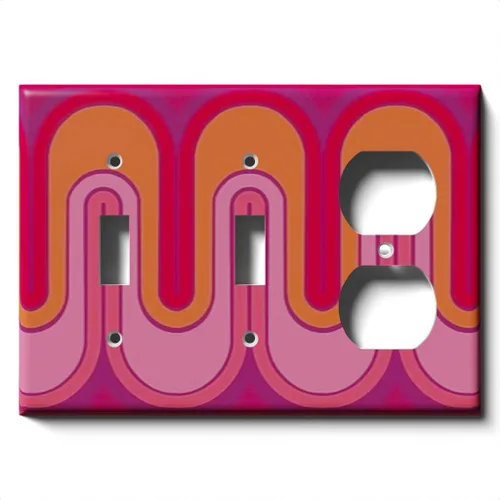 Miniatura 14 de Cubierta decorativa para interruptor de luz con ondas retro rojas, placa de pared de palanca individual Single Toggle