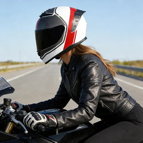 Miniatura 3 de Casco de motocicleta de cara completa, cascos para motocicleta de adultos, MG611, casco de motocicleta de carreras de calle con visera negra