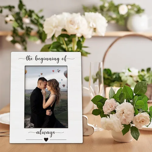 Miniatura 4 de Marco de Fotos de Compromiso 5x7, Marco de Fotos de Boda, Regalos de Compromiso para Parejas Recién Comprometidas, El Comienzo de Siempre Marcos