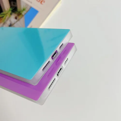 Miniatura 3 de Compatible con Neon Phone Rectangle iPhone 14 Funda para mujer, diseño de lujo de fluorescencia brillante, flexible, suave, delgada, de gel de goma