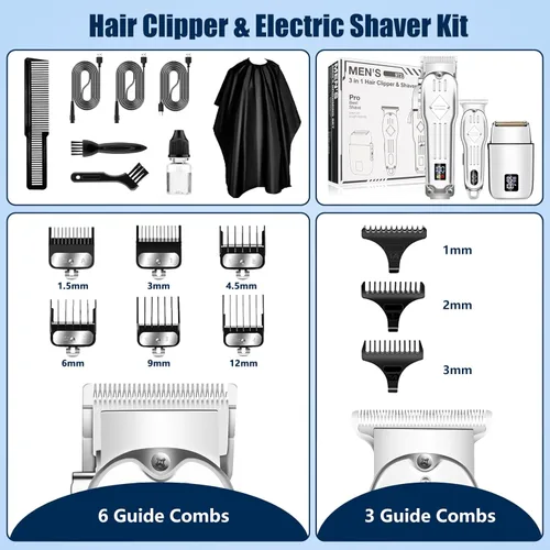 Miniatura 6 de SUNNOW Cortapelos Profesional Inalámbrico para Hombres, Afeitadoras Eléctricas de Lámina y Kit Recortador de Barba y Cabello, Máquinas de Corte