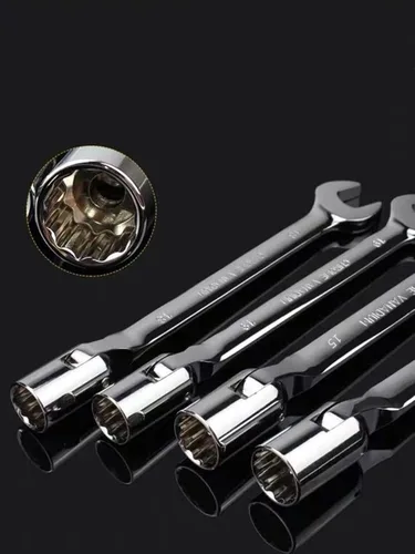 Miniatura 4 de FLZOPSER - Llave inglesa giratoria de doble cabeza hexagonal de 0.433 in, llave de combinación de extremo abierto, herramienta de reparación