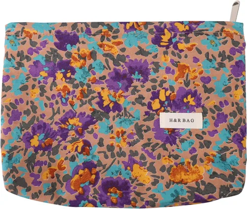 Miniatura 9 de Bolsa de maquillaje de viaje con cremallera, diseño de impresión de moda, bolsa de cosméticos espaciosa también puede bolsas organizadoras
