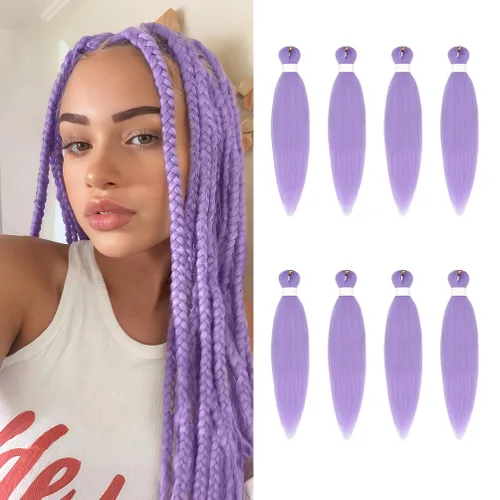 Miniatura 110 de 8 paquetes de extensiones preestiradas - 16 pulgadas de cabello trenzado premium, 55G/paquete, sin picazón, fijación en agua caliente, textura Perm