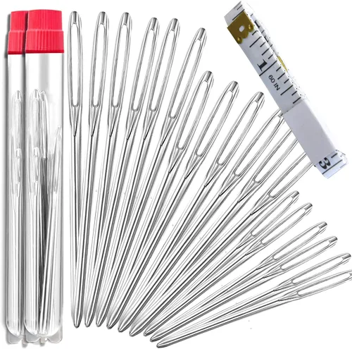 Miniatura 11 de ORRDICE Agujas romas de ojo grande, agujas de tejer de hilo de acero inoxidable, agujas de coser, agujas de tejer para manualidades, agujas de 9