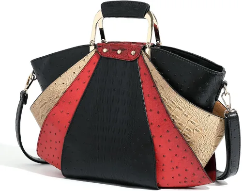 Miniatura 3 de Bolso de Mujer de Gran Capacidad de Cuero Cartera de Diseñador de Moda con Asa Superior de Metal Bolsos de Mano para Mujer Bandolera Bolsos Grandes
