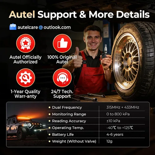 Miniatura 9 de Autel Sensor TPMS 1 sensor, válvula de metal MX-Sensor 315 MHz + 433 MHz, programable universal especialmente diseñado para reemplazo de sensores