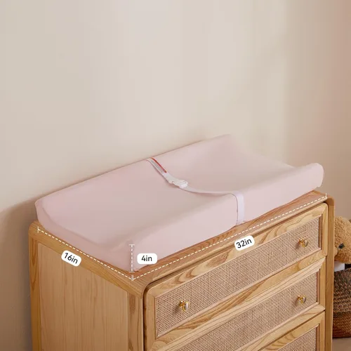 Miniatura 4 de TILLYOU Juego de funda para cambiador de pañales de material suave de jersey para niña, se adapta a almohadillas contorneadas de 32 pulgadas/34 x 16