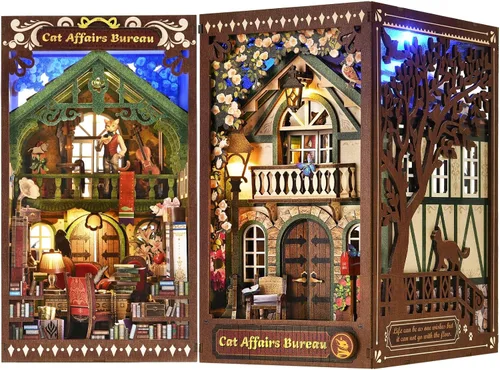 TOYQI - Kit de rincón de lectura, kit de casa de muñecas en miniatura DIY para adultos y adolescentes, kit de decoración de estantería de casa en