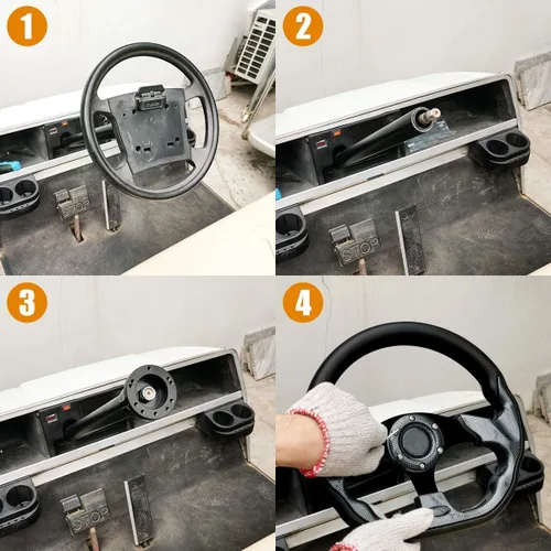 Miniatura 9 de Volante de carrito de golf compatible con EZGO RXV y TXT, Club Car DS, Club Car Precedent Tempo, Yamaha Golf Cart (volante negro)