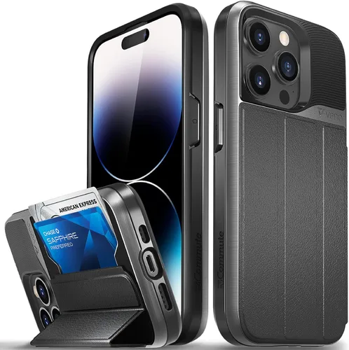 Miniatura 76 de VENA vCommute Funda tipo cartera compatible con Apple iPhone 14 (15.5 cm), funda de cuero con tapa plegable, tarjetero con función de soporte
