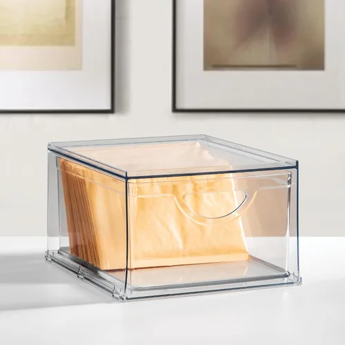 Miniatura 2 de iDesign Cajón de almacenamiento de plástico transparente, organizador apilable para encimera de baño, tocador o debajo del fregadero