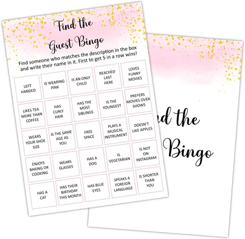 Doreen's Boutique Find The Guest Bingo - Decoración de fiesta de cumpleaños para adultos, fiesta de cumpleaños para amiga adulta, suministros de
