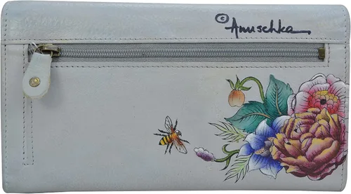 Miniatura 2 de Anuschka Cartera de piel auténtica pintada a mano con solapa de acordeón con bloqueo RFID para mujer