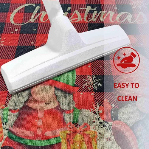 Miniatura 8 de Felpudo Rojo de Búfalo a Cuadros Feliz Navidad Felpudo Decorativo de Puerta de Navidad 30"x17", Felpudo de Gnomo de Navidad Temporada Felpudo