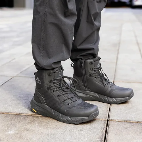 Miniatura 2 de NORTIV 8 Botas tácticas militares para hombre, ligeras y cómodas, con cremallera lateral para todo el día, botas de trabajo, para motocicleta, botas