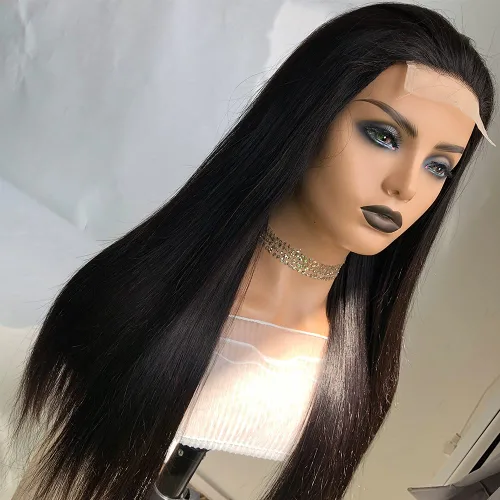 Miniatura 4 de Pelucas de cabello humano con cierre de encaje 4x4, densidad del 180%, sin pegamento, lacio, 12A, cabello virgen brasileño con encaje frontal