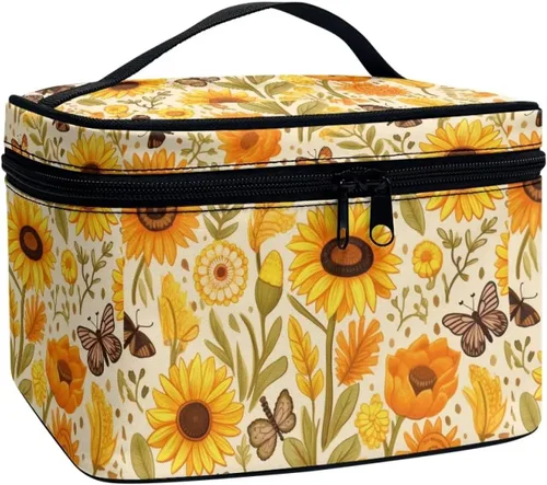 Miniatura 19 de Flashideas Bolsa de maquillaje para cosméticos Almacenamiento vertical Bolsa de maquillaje de viaje de gran capacidad, Caballo Azteca 1