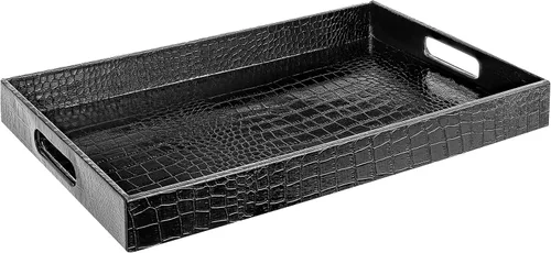 Miniatura 18 de Home Redefined - Moderna y elegante bandeja rectangular de 17.5 x 12 pulgadas, estilo shagreen, color azul bebé claro, con aspecto de cuero falso