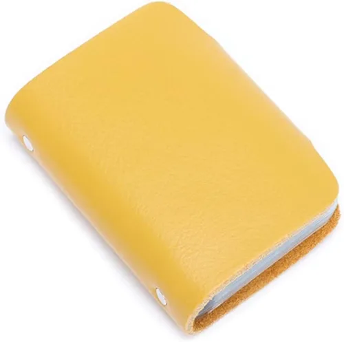 Miniatura 4 de YaJaMa Cartera para tarjetas de crédito, pequeña, de piel auténtica, 26 ranuras, para tarjetas, organizador para mujeres y hombres, Amarillo