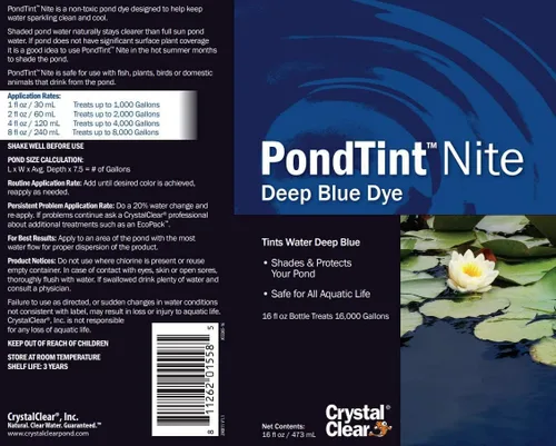 Miniatura 2 de CrystalClear PondTint Colorante para jardín de agua al aire libre y estanques de peces de agua dulce Koi, tinte, color y sombra de agua natural