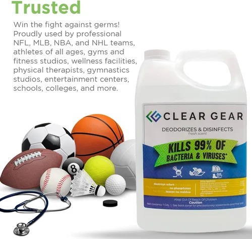 Miniatura 4 de Clear Gear Limpiador de esterillas desinfectantes para gimnasio y desodorante para equipos deportivos y centros de fitness, certificado por la EPA
