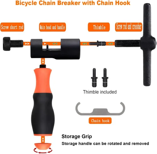 Miniatura 3 de Rompacadenas de bicicleta, herramienta de reparación de cadena, cortador divisor de cadena universal con gancho de cadena para desmontar cadena de 1