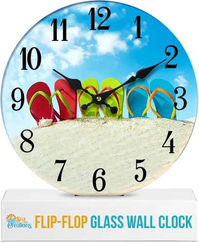 Miniatura 10 de 13" Reloj Dolphin Sunset de vidrio