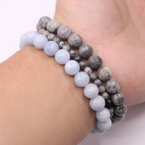 Miniatura 6 de UEUC - Pulseras Reiki, apilables, de piedras curativas, cristales, con dije del árbol de la vida, yoga y hoja de loto, contra la ansiedad