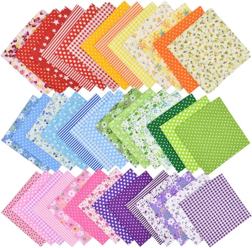 42 piezas de cuadrados de tela de algodón para acolchado de 10"x10", hojas precortadas con diseño multicolor estampado floral, tela para