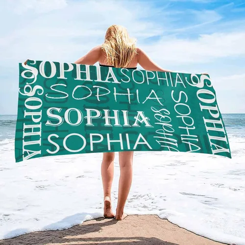 Miniatura 12 de InterestPrint Toalla de playa personalizada para mujeres y hombres, texto blanco y negro, toallas de playa personalizadas con nombres, manta