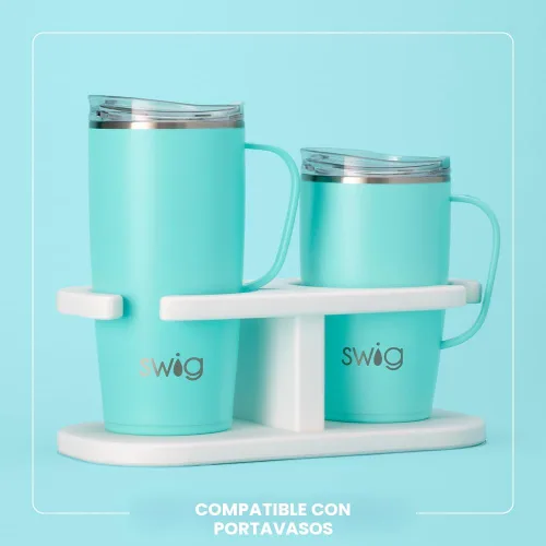 Miniatura 6 de Swig Life Taza de Viaje de 18 oz, Vaso Aislante con Asa y Tapa, Taza de Café de Viaje, Compatible con Portavasos, Acero Inoxidable, Vaso de 18 oz