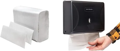 Prefect Stix - Toallas de papel multipliegues blancas (2 paquetes de 250 hojas) y dispensador de toallas de papel
